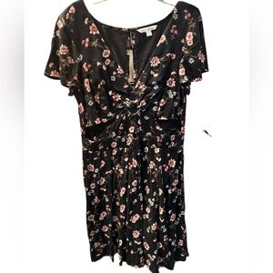 American Eagle Outfitters Black Ruched Midi Sundress